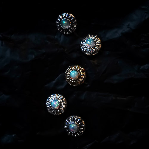 官方代理日本Horizon Blue复古925银饰欧珀金银太阳耳坠耳钉