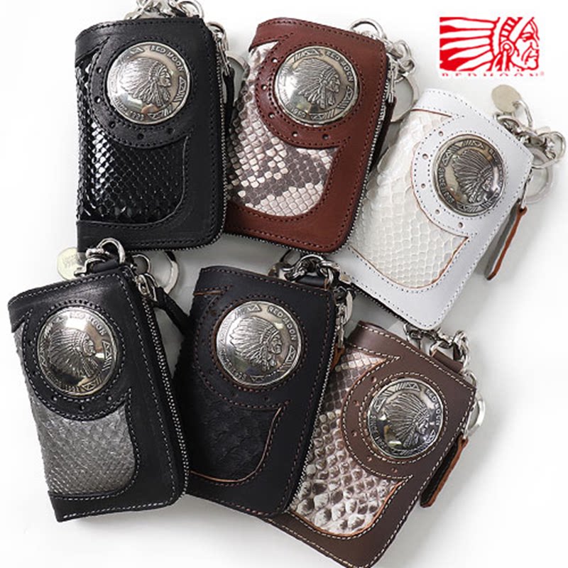 官方代理日本REDMOON红月BAREBACK-01SN牛皮配蟒蛇皮短款钱包