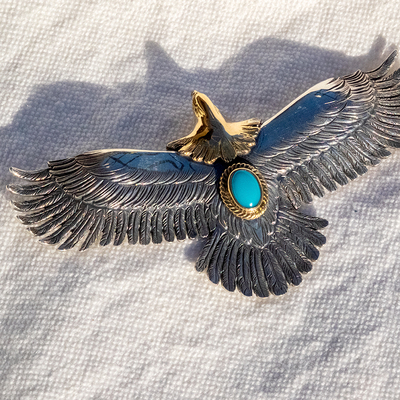 HorizonBlue金银松石鹰项坠吊坠