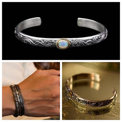 HorizonBlue925银18k金手镯