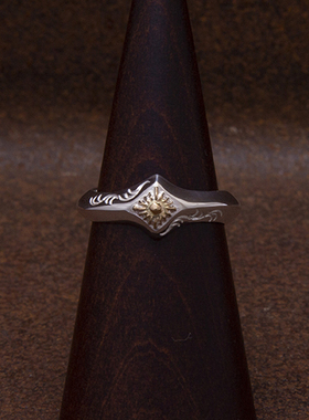 日本直邮手工银饰太阳神唐草戒指