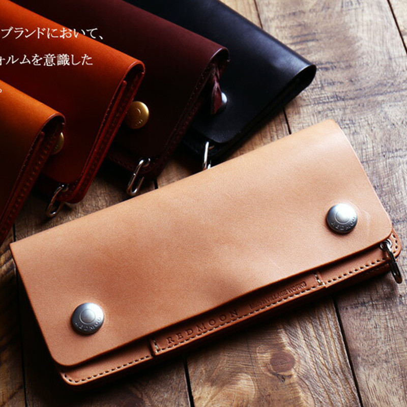 官方代理日本REDMOON红月TW02-MID真皮牛皮男女美式长款机车钱包