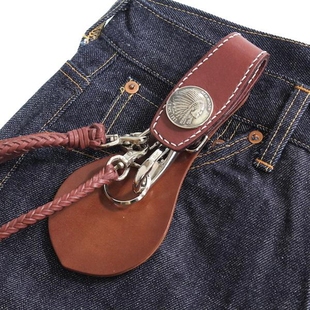 官方代理日本REDMOON红月RDC-R牛皮真皮财布钱包腰链钥匙扣皮绳