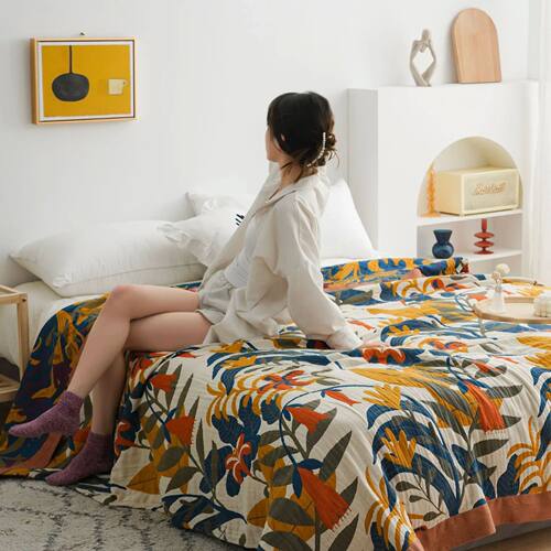 Nordic throw blanket 100% Cotton summer cool quilt single do