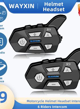 WAYXIN R9 Helmet Headsets Motorcycle Intercom 6 Riders Commu