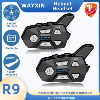 WAYXIN R9 Helmet Headsets Motorcycle Intercom 6 Riders Commu