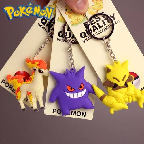 Pokemon Anime Pikachu Gengar Mewtwo Snorlax Silicone Keychai