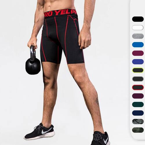 Men Camouflage Compression Training Running Shorts Solid Col