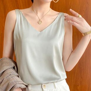 Strap Top Women Halter V Neck Basic White Cami Sleeveless Sa