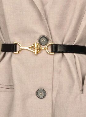 New Leather Thin Belt For Women Metal Hang Buckle Waist Stra