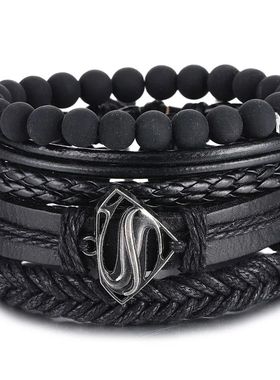 IFMIA Vintage Black Bead Bracelets For Men Fashion Hollow Tr