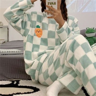 2023 Winter Warm Flannel Women Pyjamas Sets Thick Coral Pija