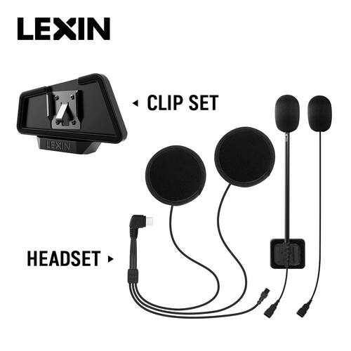Lexin brand Moto intercom headset and metal clip accessories