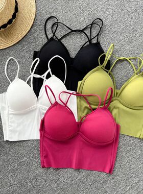 Spaghetti Strap Camis Bulit in Bras For Women Skinny Casual