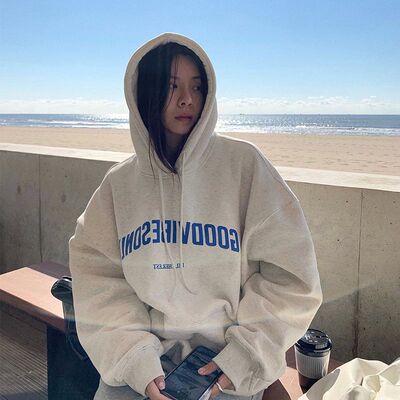 Womens Clothing Grey Vintage Set Sweatshirt Hoodie Letter Pr