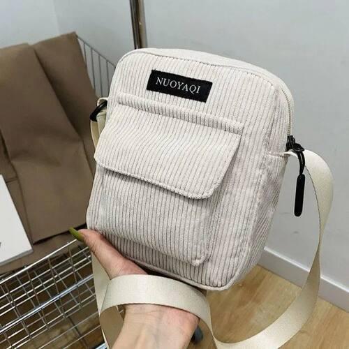 Women Corduroy Shoulder Bags Striped Cloth Fabric Handbags C