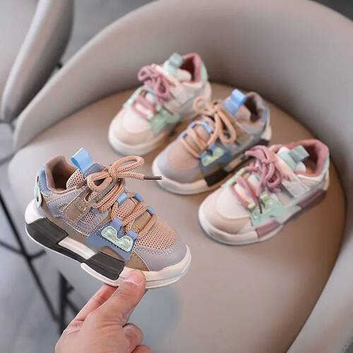 2024 New Children Fresh Mesh Shoes Pink Girls Sneakers Sprin