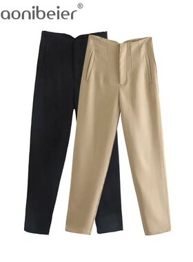 Aonibeier 2023 Women Black Setwear y2k Pant Traf Office High