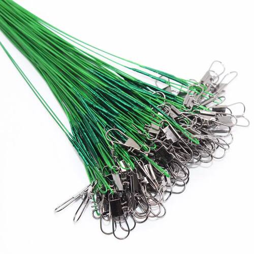20Pcs Steel Fishing Line Steel Wire Leader With Swivel Olta