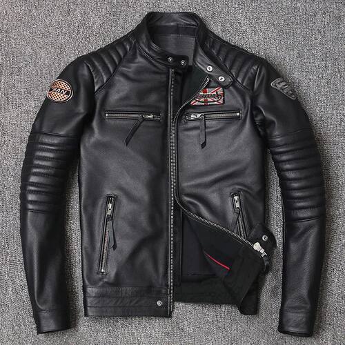Motorcycle Genuine Leather Jacket for Men Style Biker Jacket