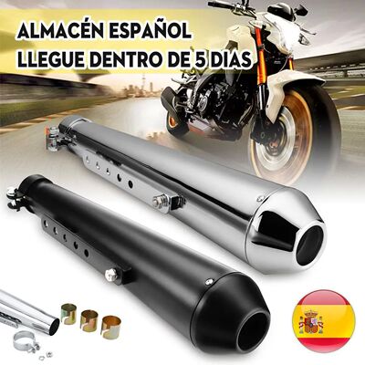 Motorcycle Cafe Racer Exhaust Pipe with Sliding Bracket Matt