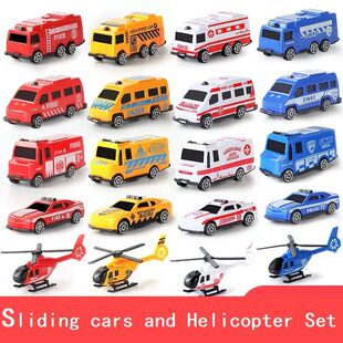 5PCS Cars and Helicopter Plane Set Toys For Children Plastic