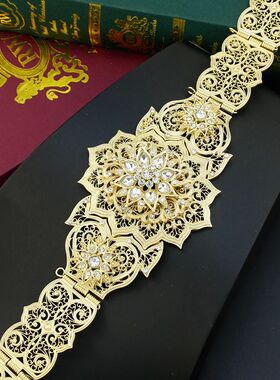 Sunspicems Gold Color Moroccan Caftan Belt For Women Dress W