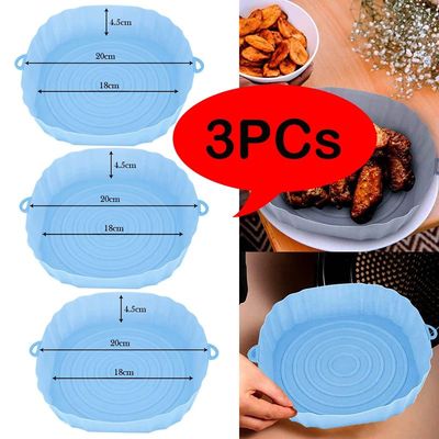 3pcs for 4.5L-5.5L Airfryer Silicone Basket Mat Tray for Mic
