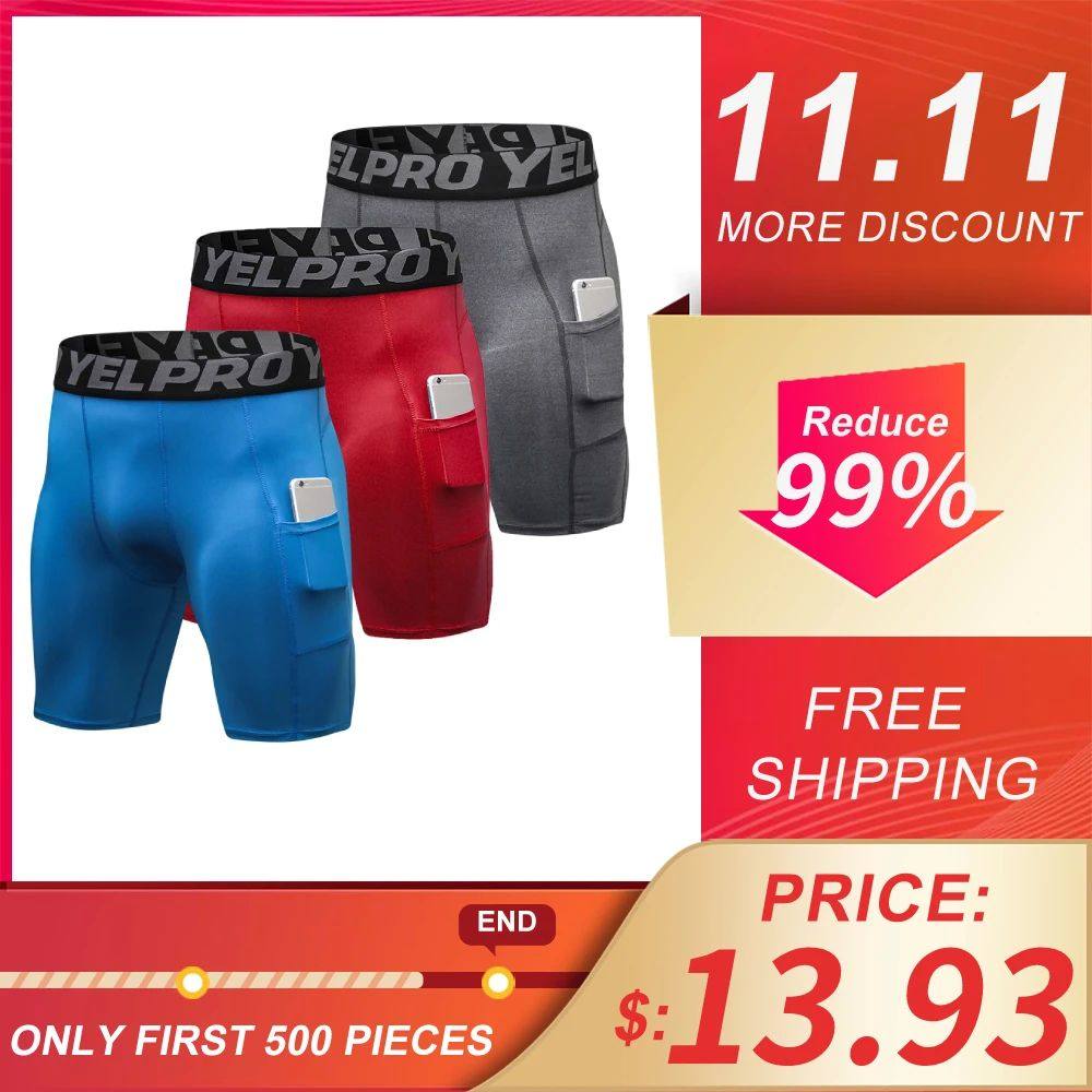3 Pack Men Compression Shorts Active Workout Underwear with