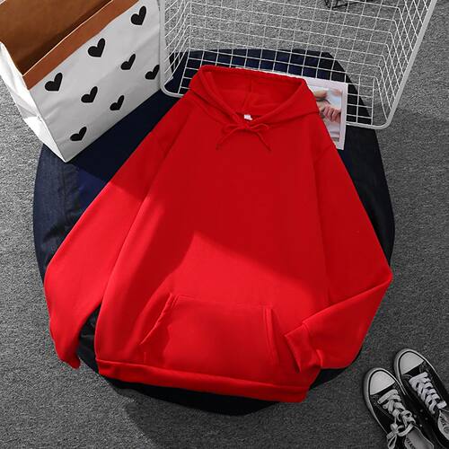 Solid Loose d Hoodies Women Clothing Polyester Blouses Botto