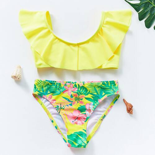 5-14Y Child/Teen Girls Bikini Swimsuit Set Ruffle Flounce Fl
