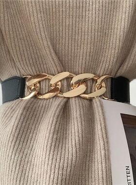 Fashion Chain Belt Elastic Metal Waist Belts for Women Ladie