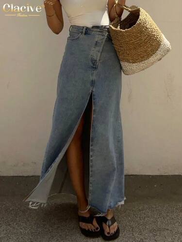 Clacive Vintage Loose Chic Skirts For Women Elegant High Wai
