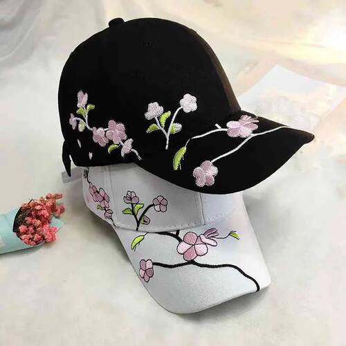 Flower Embroidery Women Baseball Caps Spring Summer Long Bri