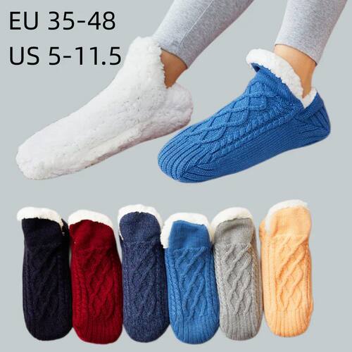 Women Knitted Slipper Socks Cozy  Fuzzy Socks Non Slip Socks