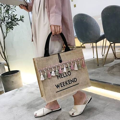 Women Summer Beach Bags Handbags Large Capacity Lady Tassel