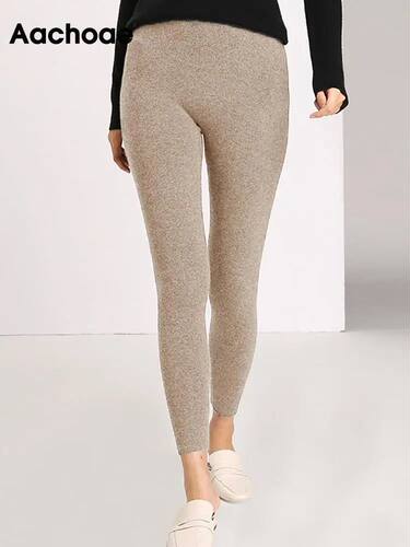 Aachoae Autumn Winter Women Leggings 2022 Solid Casual Slim