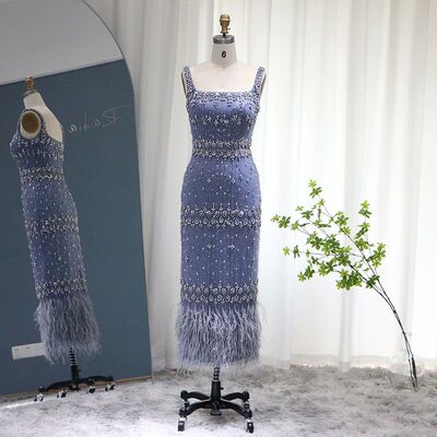 Sharon Said Luxury Crystal Feathers Dubai Evening Dresses fo