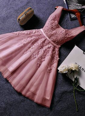 Elegant Pearl Pink Prom Dresses 2021 Sexy Prom Dress Short V