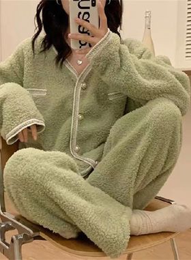 2022 New Pajamas Set Women Winter Coral Velvet Pyjamas Sets