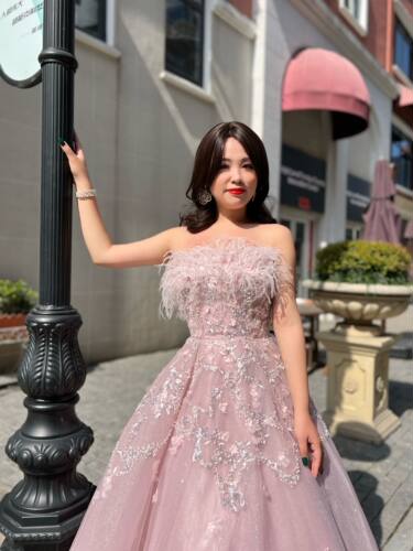 (SALE) Pink Luxury Feathers Long  Evening Gowns for Women We