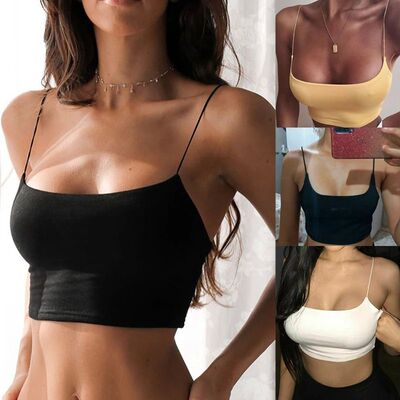 Women U-NeckGirls Sports Bra Vest Solid Color Shirts Tank To
