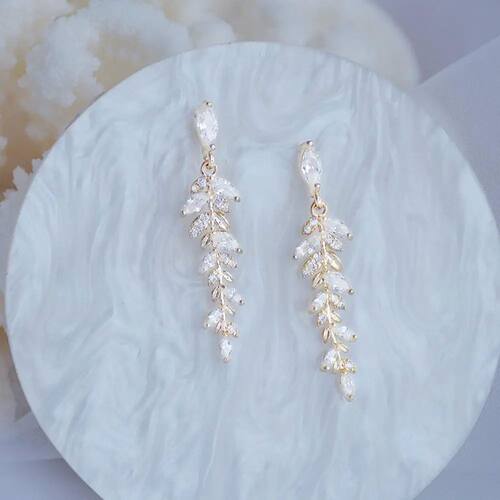 Charm 18k Real Gold Leaves Earrings for Women Exquisite Tiny
