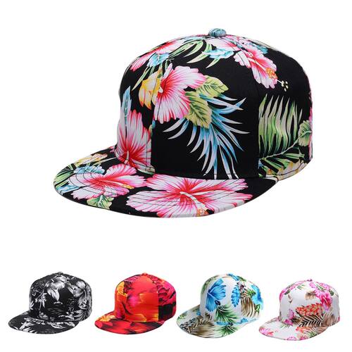 VACIGODEN Womens Floral Hip-Hop Hat Fashion Flat Brim Gorras