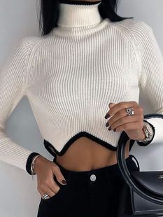 Women Sweater Fashion Christmas 202 Turtleneck Sweaters Crop