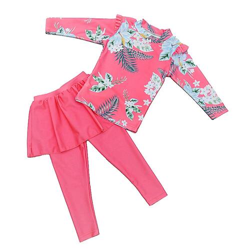 Girl Two Pieces Suit 2-11 Year Children Long Sleeve Skirt Sw