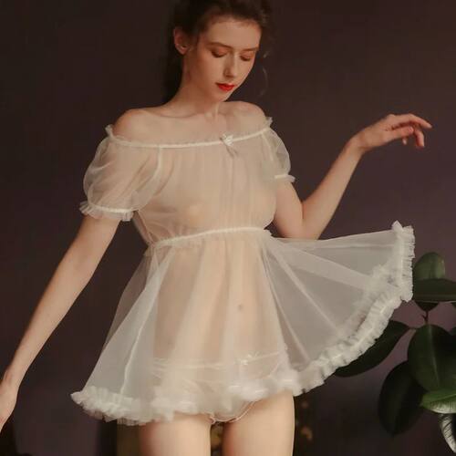 Sexy Pajamas Women's Summer Thin Transparent Tops Gauze Attr