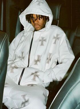 Hip Hop Sweatshirts Gothic Rhinestone Graphics Jogger Jacket