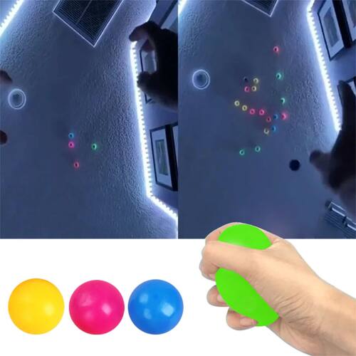 45/60mm Stick Wall Ball Glowing Fidget Toy Squash Xmas Stick