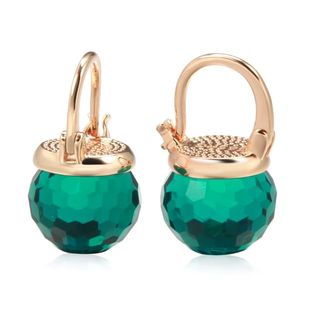 New 585 Rose Gold Glass Ball Drop Earrings Hang Ear Football